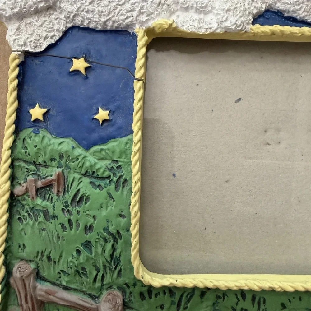 Vintage 90s Gigi Graphics Counting Sheep Resin 4x6 Photo Frame Nursery Decor